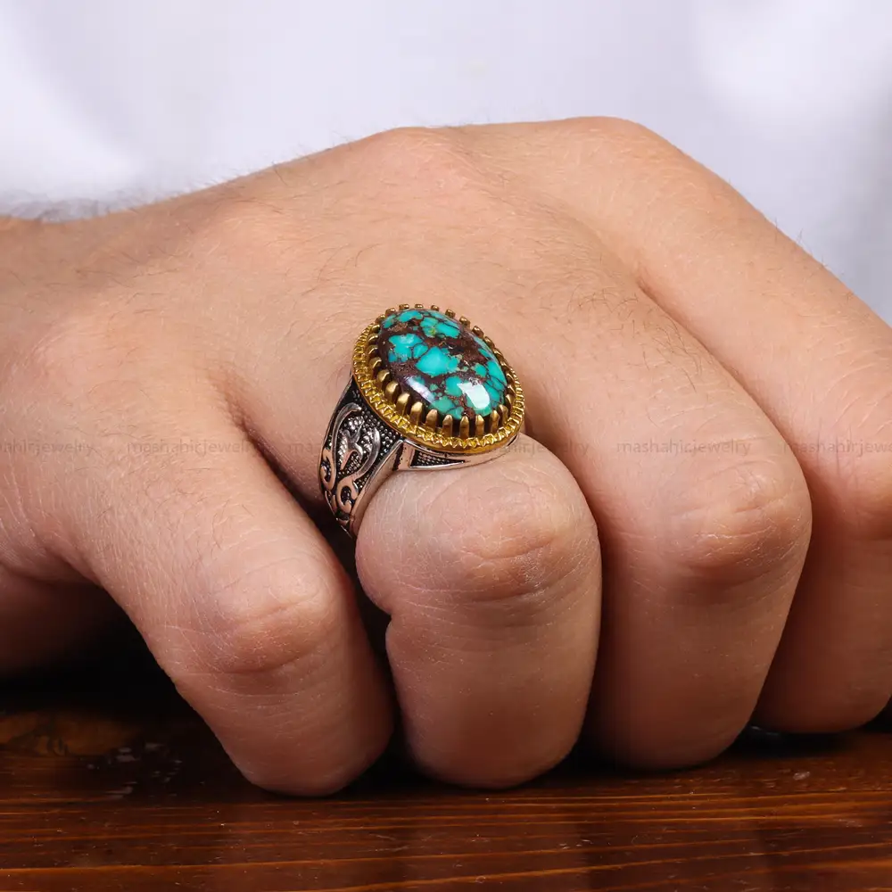 انگشتر فیروزه شجری مردانه کد 25183