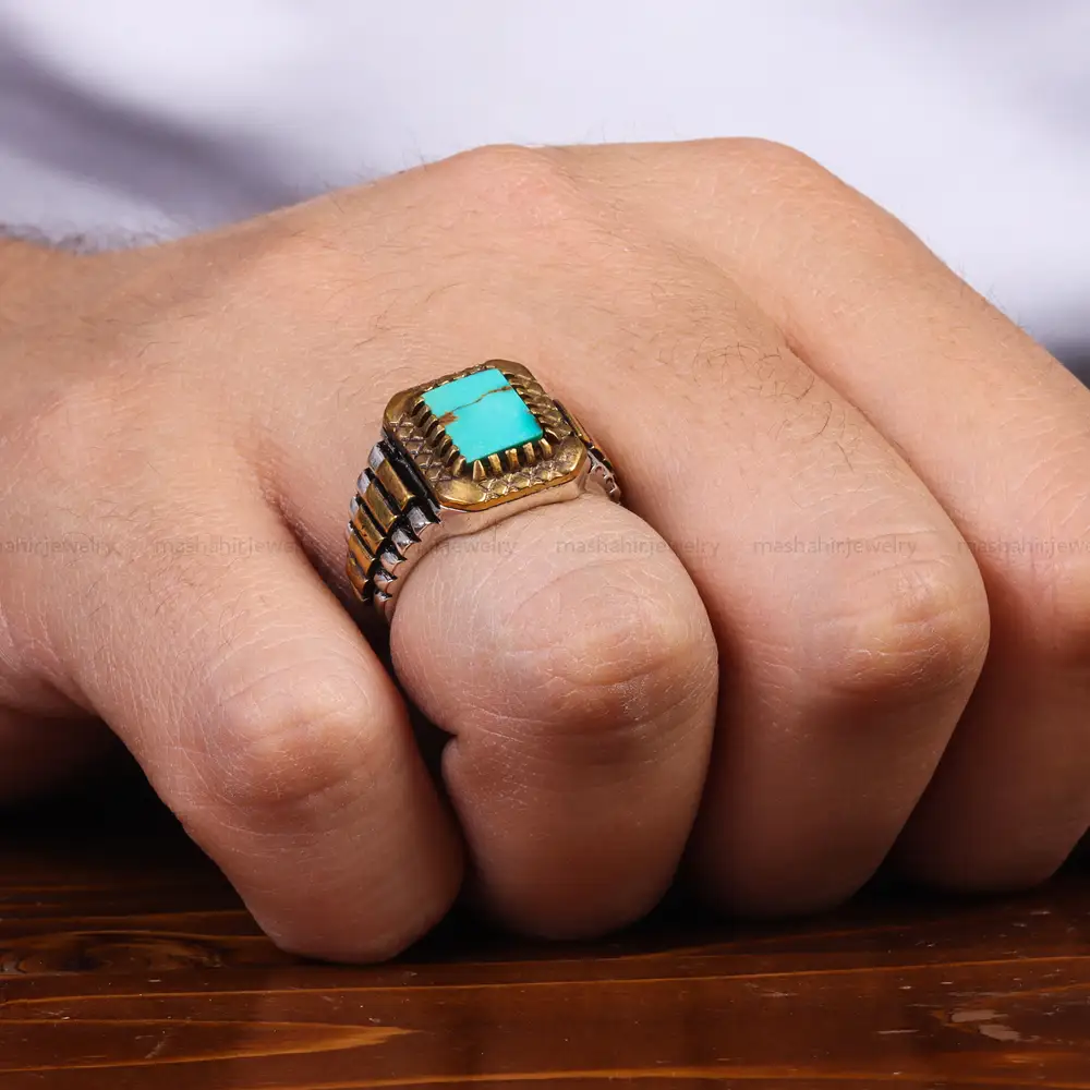 انگشتر فیروزه شجری مردانه کد 25189