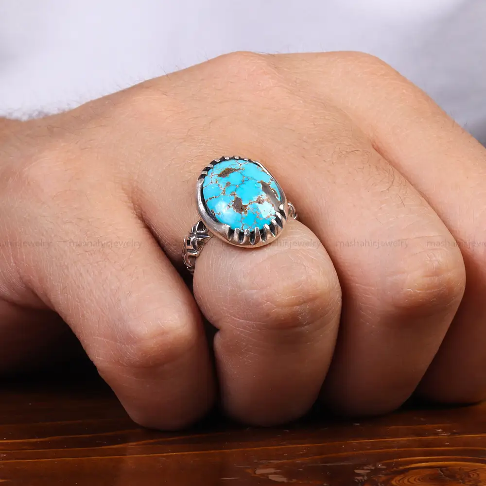 انگشتر فیروزه شجری مردانه کد 25202