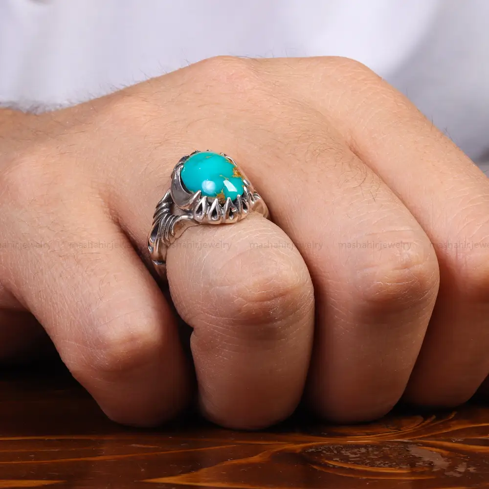 انگشتر فیروزه شجری مردانه کد 25209