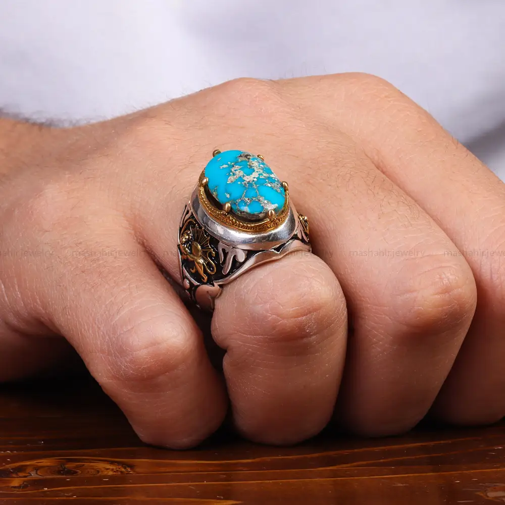 انگشتر فیروزه شجری مردانه کد 25223