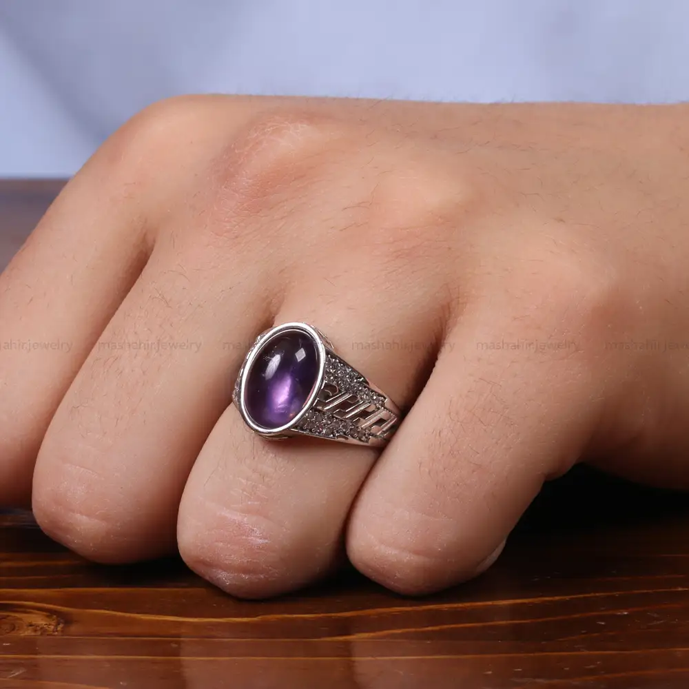 انگشتر آمیتیست مردانه کد 25309