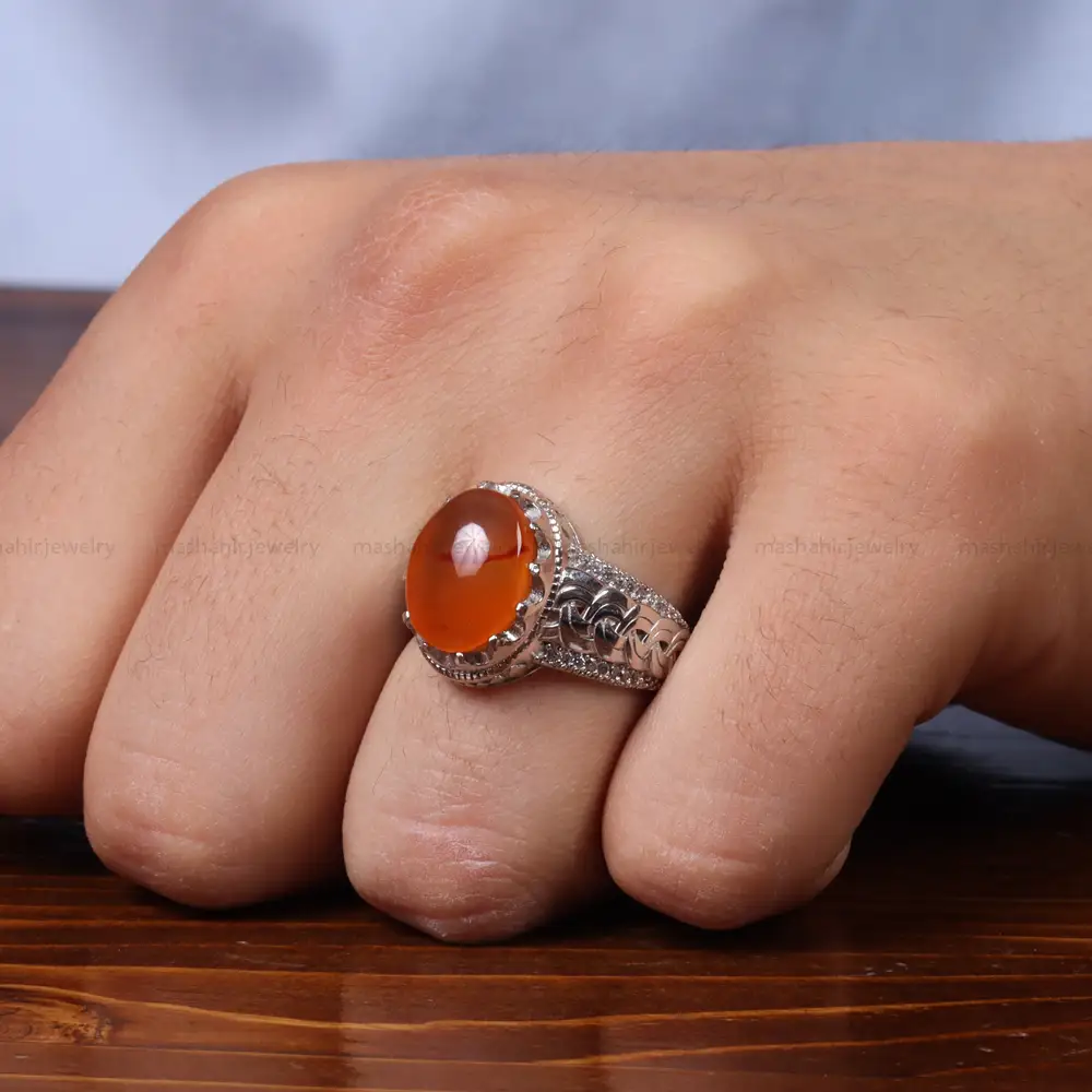 انگشتر عقیق مردانه کد 25310