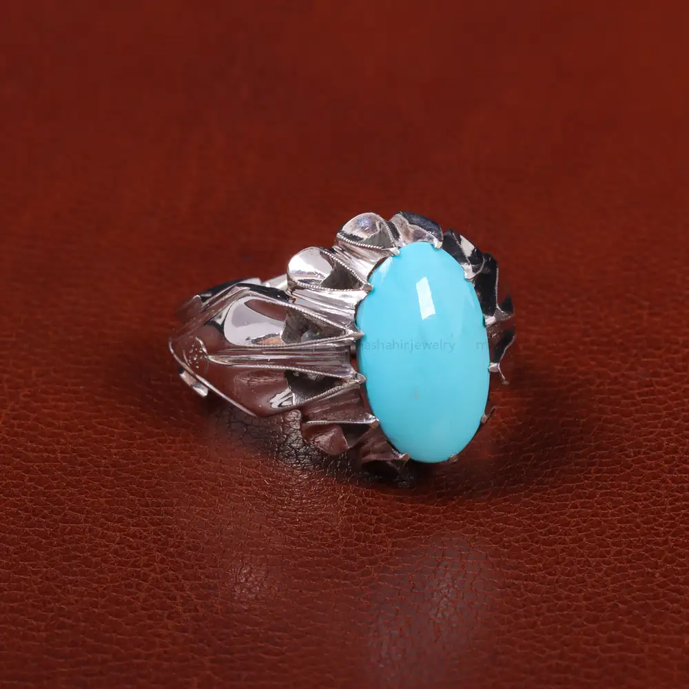 انگشتر فیروزه عجمی مردانه کد 25546