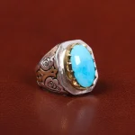 انگشتر فیروزه عجمی مردانه کد 25579