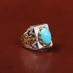 انگشتر فیروزه عجمی مردانه کد 25588