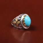 انگشتر فیروزه عجمی مردانه کد 25594