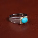 انگشتر فیروزه عجمی مردانه کد 25602