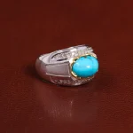 انگشتر فیروزه عجمی مردانه کد 25603