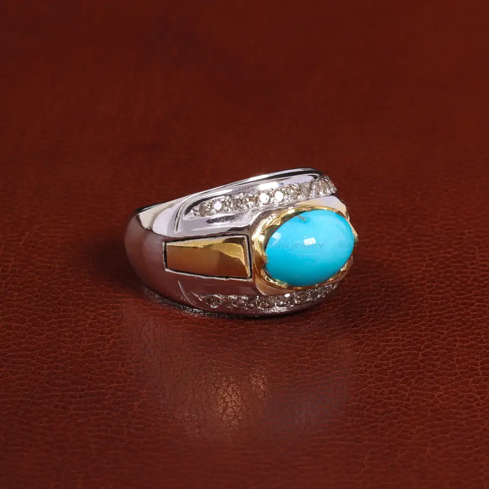 انگشتر فیروزه عجمی مردانه کد 25604