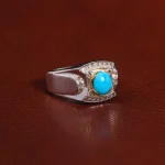 انگشتر فیروزه عجمی مردانه کد 25608