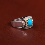 انگشتر فیروزه عجمی مردانه کد 25609