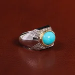 انگشتر فیروزه عجمی مردانه کد 25611