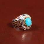 انگشتر فیروزه عجمی مردانه کد 25678