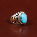انگشتر فیروزه عجمی مردانه کد 25695