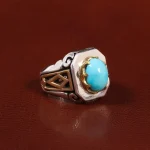 انگشتر فیروزه عجمی مردانه کد 25696