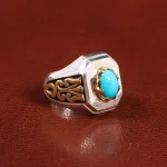 انگشتر فیروزه عجمی مردانه کد 25704