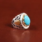 انگشتر فیروزه عجمی مردانه کد 25719