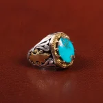 انگشتر فیروزه شجری مردانه کد 25809