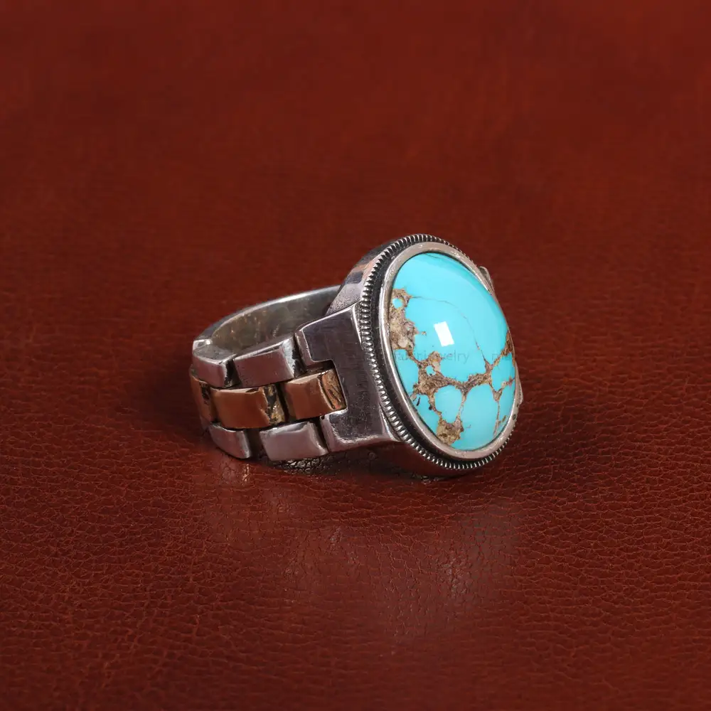 انگشتر فیروزه شجری مردانه کد 25837