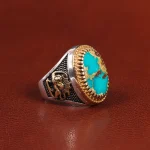 انگشتر فیروزه شجری مردانه کد 25924