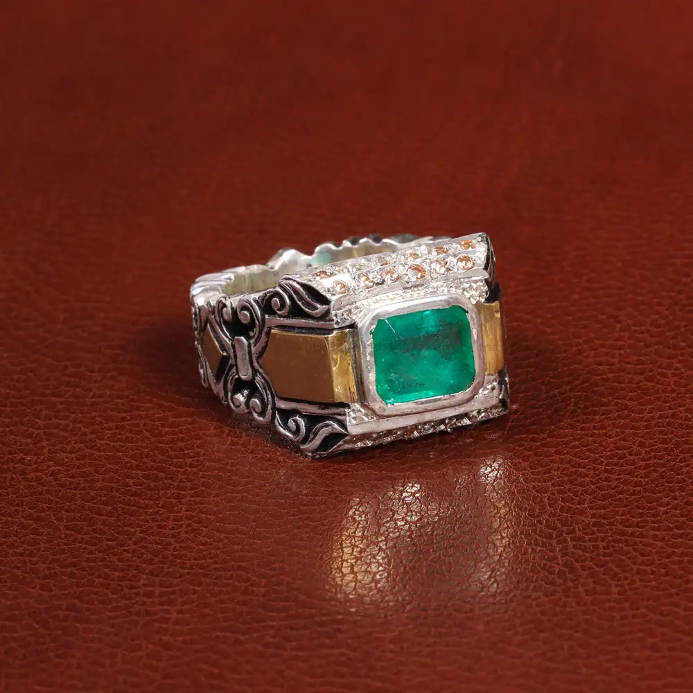 انگشتر زمرد مردانه کد 25981