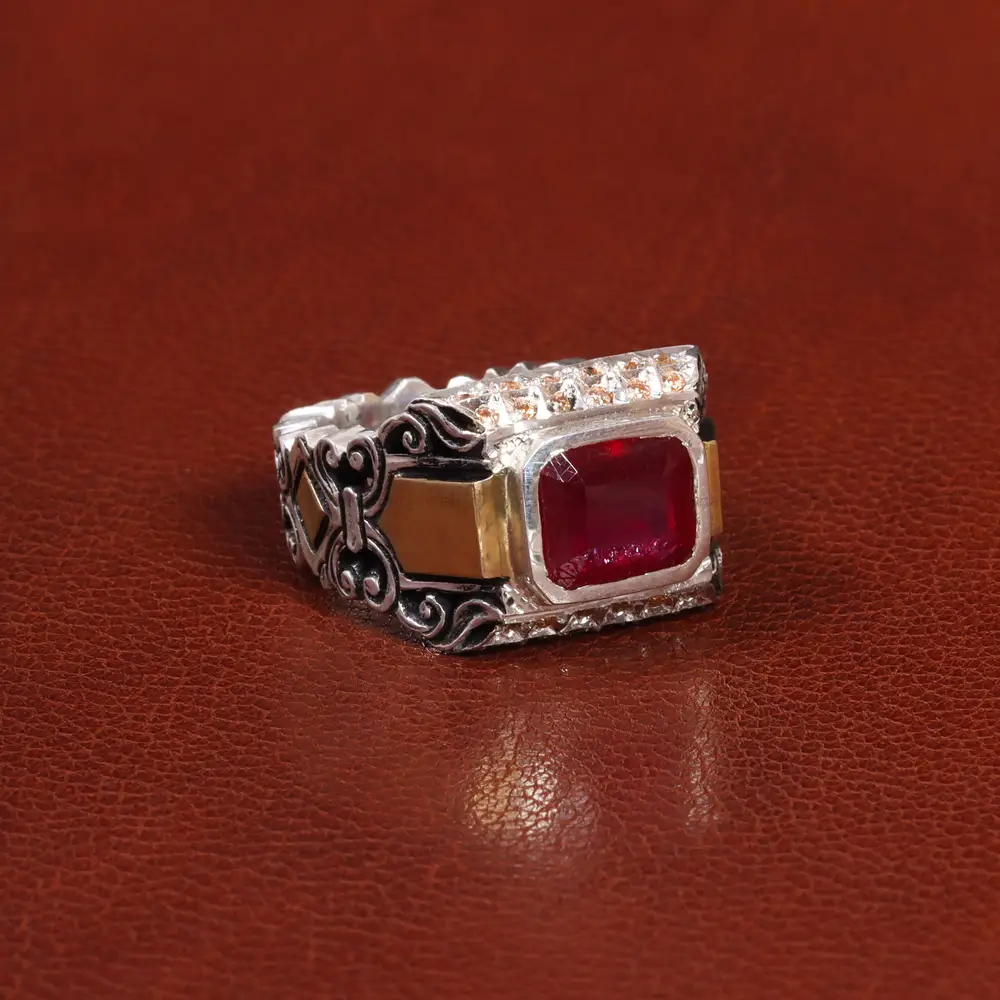 انگشتر یاقوت سرخ مردانه کد 25990