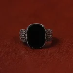 انگشتر عقیق مشکی مردانه کد 25319