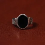 انگشتر عقیق مشکی مردانه کد 25320