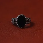 انگشتر عقیق مشکی مردانه کد 25336