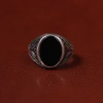 انگشتر عقیق مشکی مردانه کد 25339