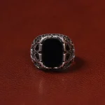 انگشتر عقیق مشکی مردانه کد 25341