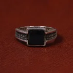 انگشتر عقیق مشکی مردانه کد 25344