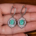 گوشواره طرح زمرد زنانه کد 25358