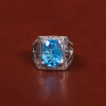 انگشتر توپاز آبی مردانه کد 25518