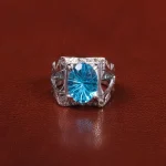 انگشتر توپاز آبی مردانه کد 25519