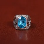 انگشتر توپاز آبی مردانه کد 25520