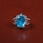 انگشتر توپاز آبی مردانه کد 25521