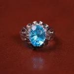 انگشتر توپاز آبی مردانه کد 25522