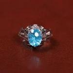 انگشتر توپاز آبی مردانه کد 25523