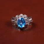 انگشتر توپاز آبی مردانه کد 25524