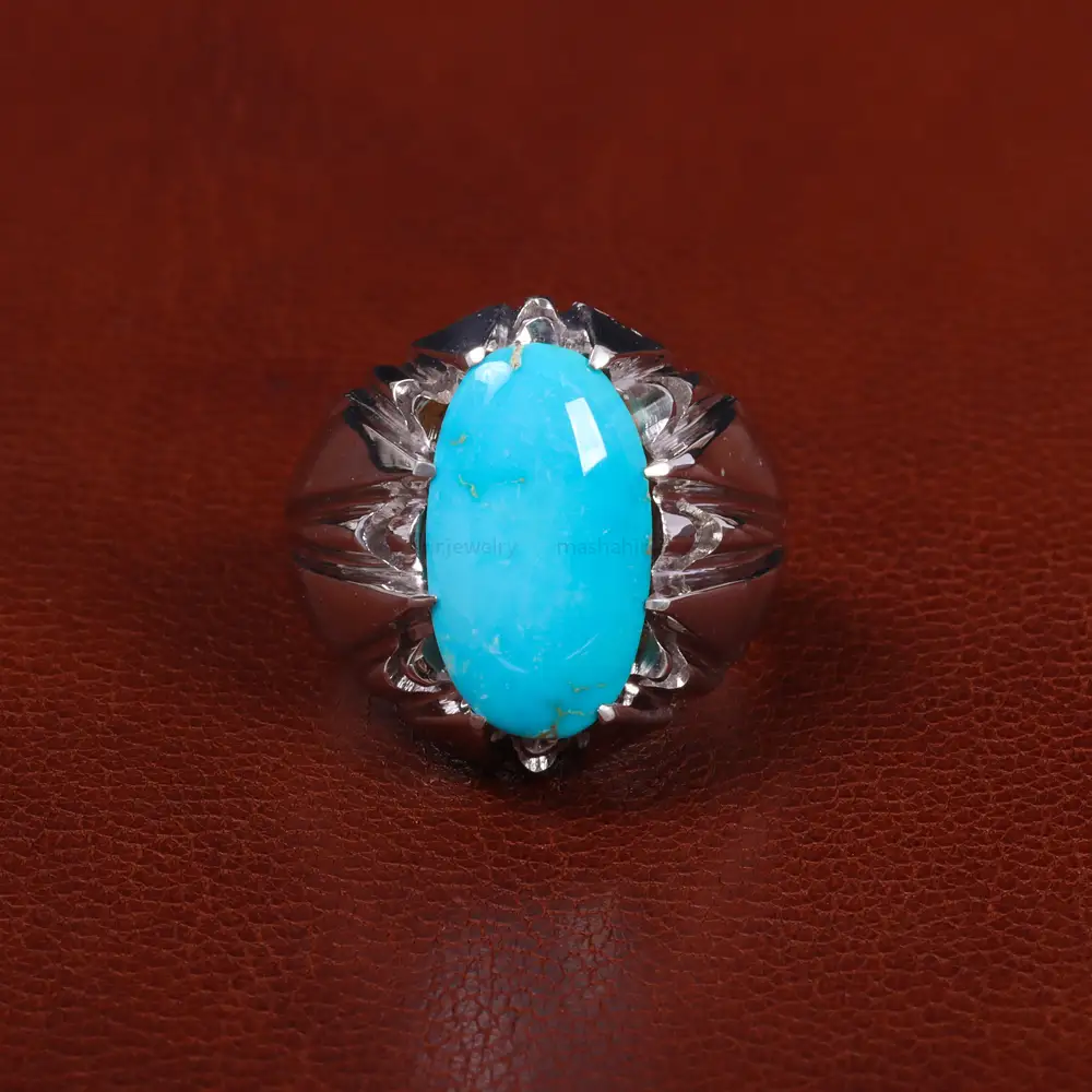 انگشتر فیروزه عجمی مردانه کد 25549