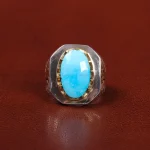 انگشتر فیروزه عجمی مردانه کد 25579