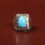 انگشتر فیروزه عجمی مردانه کد 25588