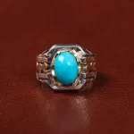 انگشتر فیروزه عجمی مردانه کد 25596