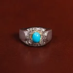 انگشتر فیروزه عجمی مردانه کد 25598