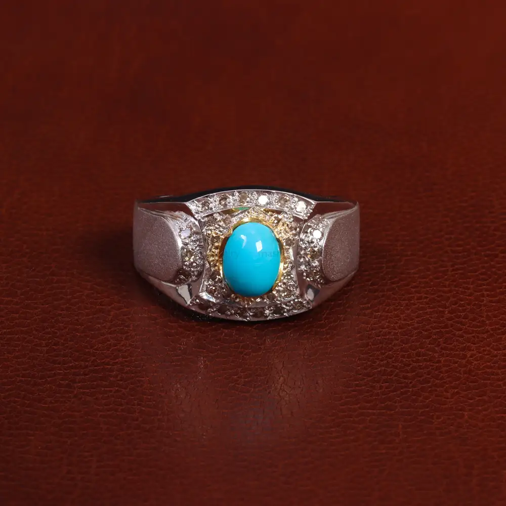 انگشتر فیروزه عجمی مردانه کد 25598