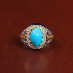 انگشتر فیروزه عجمی مردانه کد 25605