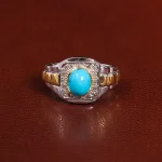انگشتر فیروزه عجمی مردانه کد 25607