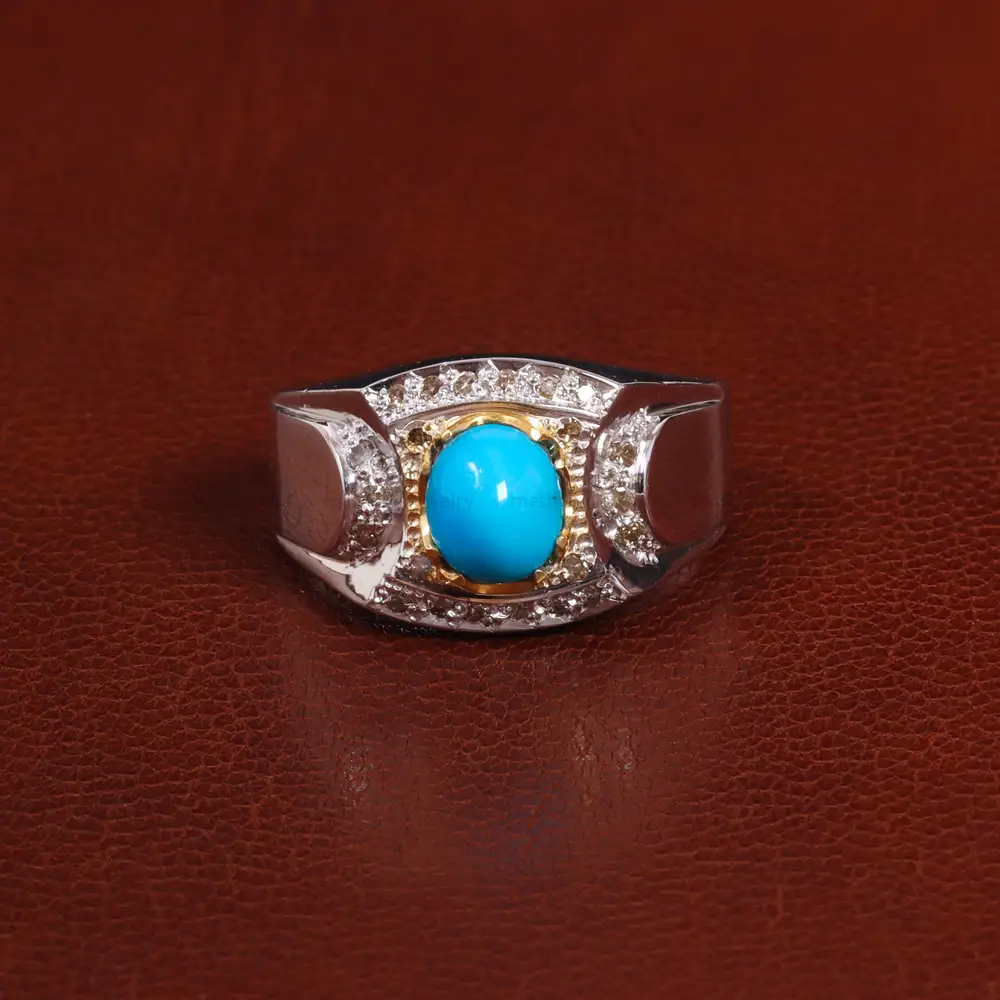 انگشتر فیروزه عجمی مردانه کد 25609